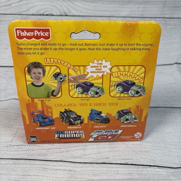 DC Super Friends Fisher Price Shake n Go Jokermobile Roadster Shake Car New - Picture 2 of 5
